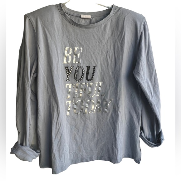 Zara Kids Long Sleeve Be YOU Tiful Today Shirt with Crystals Size 13-14 - Picture 1 of 4